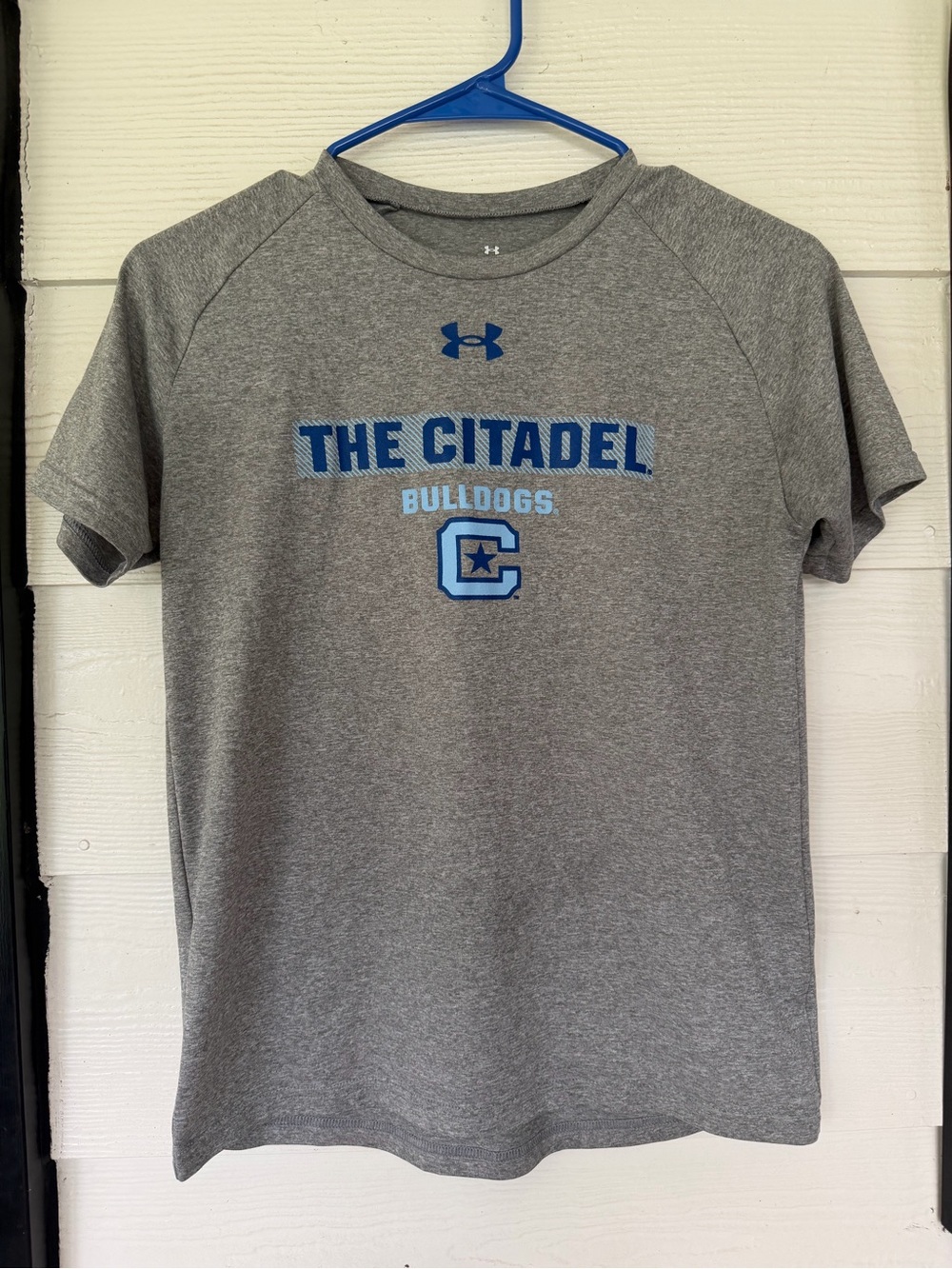 Under Armour Gray The Citadel Bulldogs Performance Tee with Blue Logo